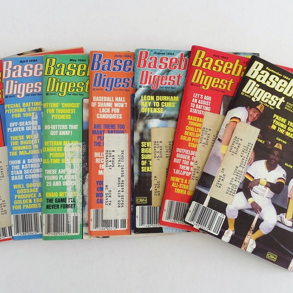 8 Baseball Digest 1984 Vintage Magazines