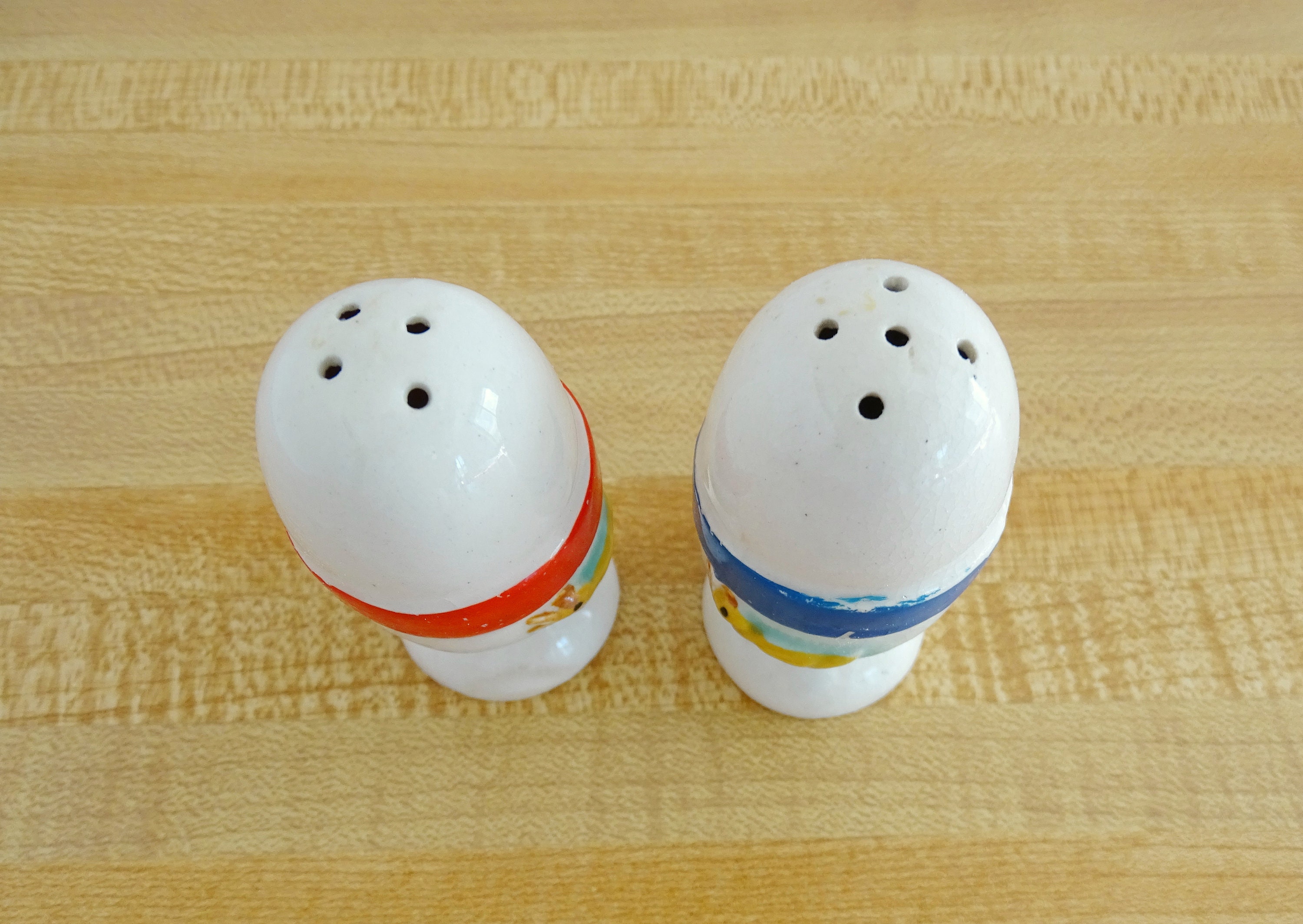 Salt & Pepper Shakers Vintage Egg Shape Chick Pedestal Japan Etsy