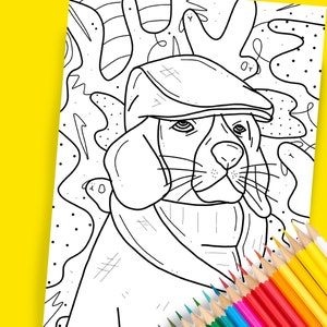 Five dog themed colouring sheet *printables* from the Weirdlings Colouring Books for adults & kids. School Holidays, Kids Fun Activity Sheet