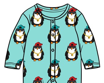 Hip hop penguin, seamless pattern, digital file for repeat patterns, fabric, design, penguins, 10 in x 10 inch RGB JPEG file, animal cute