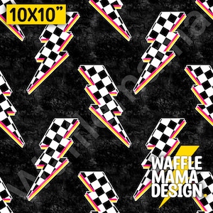 Non exclusive - Checkerboard bolts - seamless pattern, digital file repeat, punk, 10 in x 10 inch RGB, lightening bolts