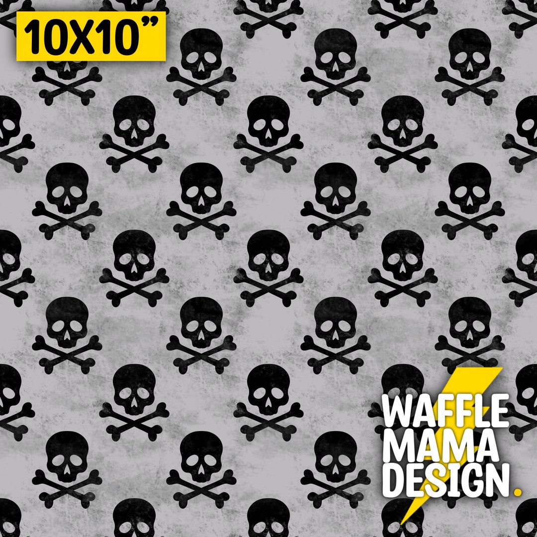 Set of 5 Monochrome Skulls Seamless Pattern - 5 Designs, Digital File ...