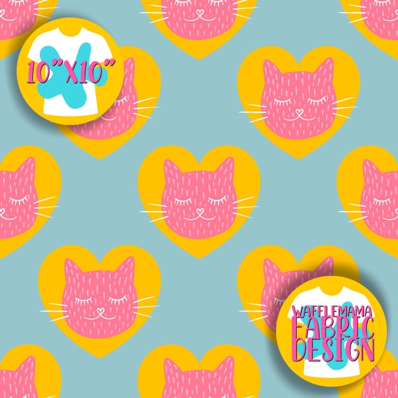 Pink Kitty design, seamless pattern one colour, digital file for repeat pattern, cats, 10in x 10 inch sRGB JPEG, kawaii