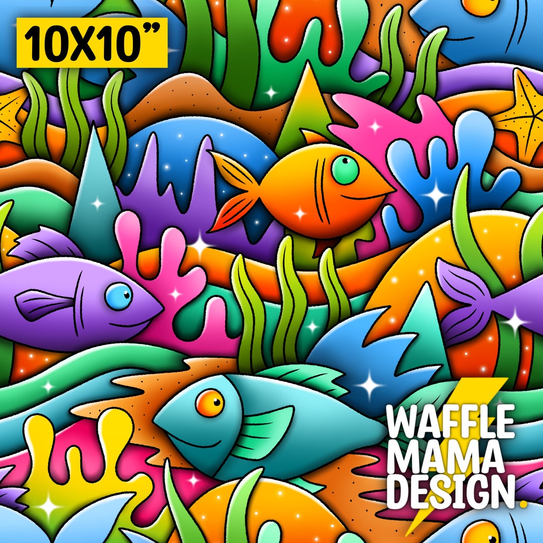Digital Fish Pattern Non Exclusive - Fish Doodle -seamless Pattern, Digital File for Repeat ...