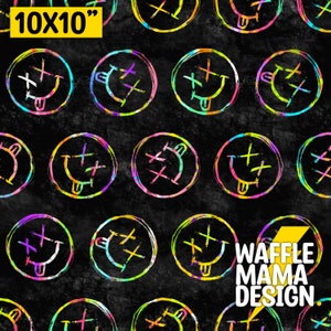 2er-Set Nicht exklusiv - Grunge Gesicht Regenbogen - nahtlose Muster, digitaler Dateirapport, 10 in x 10 inch RGB, gothic, alternativ, skizzenhaft, Kinder