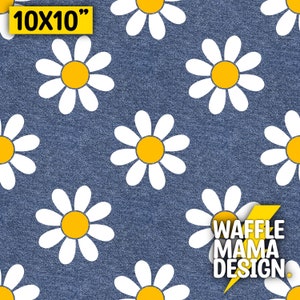 Set of 5 Denim Daisy - non exclusive seamless patterns, digital file repeat patterns, 10”, flowers, daisies, summer, garden