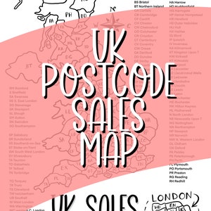 TÉLÉCHARGEMENT NUMÉRIQUE Codes postaux britanniques Couleur dans la carte des ventes | Carte des vendeurs Etsy | Suivi des ventes | Outils pour petites entreprises | Grande-Bretagne | Best-seller