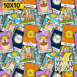 Nicht exklusiv - Katzen Tarot - nahtloses Muster, digitale Datei für Wiederholungsmuster, 10 in x 10 Zoll RGB PNG Datei, Tarotkarten, Katzenliebhaber