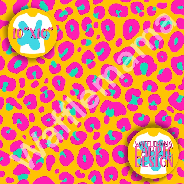 5 Bright leopard prints - non exclusive seamless pattern 5 colourways, digital file repeat patterns, punky, 10in x 10 inch RGB JPEG