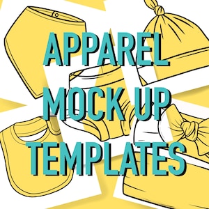 Set of 5 Mock up Baby/toddler Accessories templates in PNG format, fabric design, clothing design, kids, pants, bibs, seamless pattern
