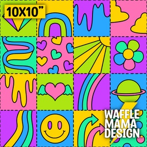 Non exclusive - Happy Days patchwork -seamless pattern, digital file for repeat pattern, 10 in x 10 inch RGB, kids, cute, colourful