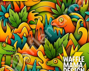 Nicht exklusiv - Dino World -seamless pattern, digitale Datei für Rapportmuster, 10 in x 10 inch RGB, Jurassic, Dinosaurier, coole Kinder, Jungle