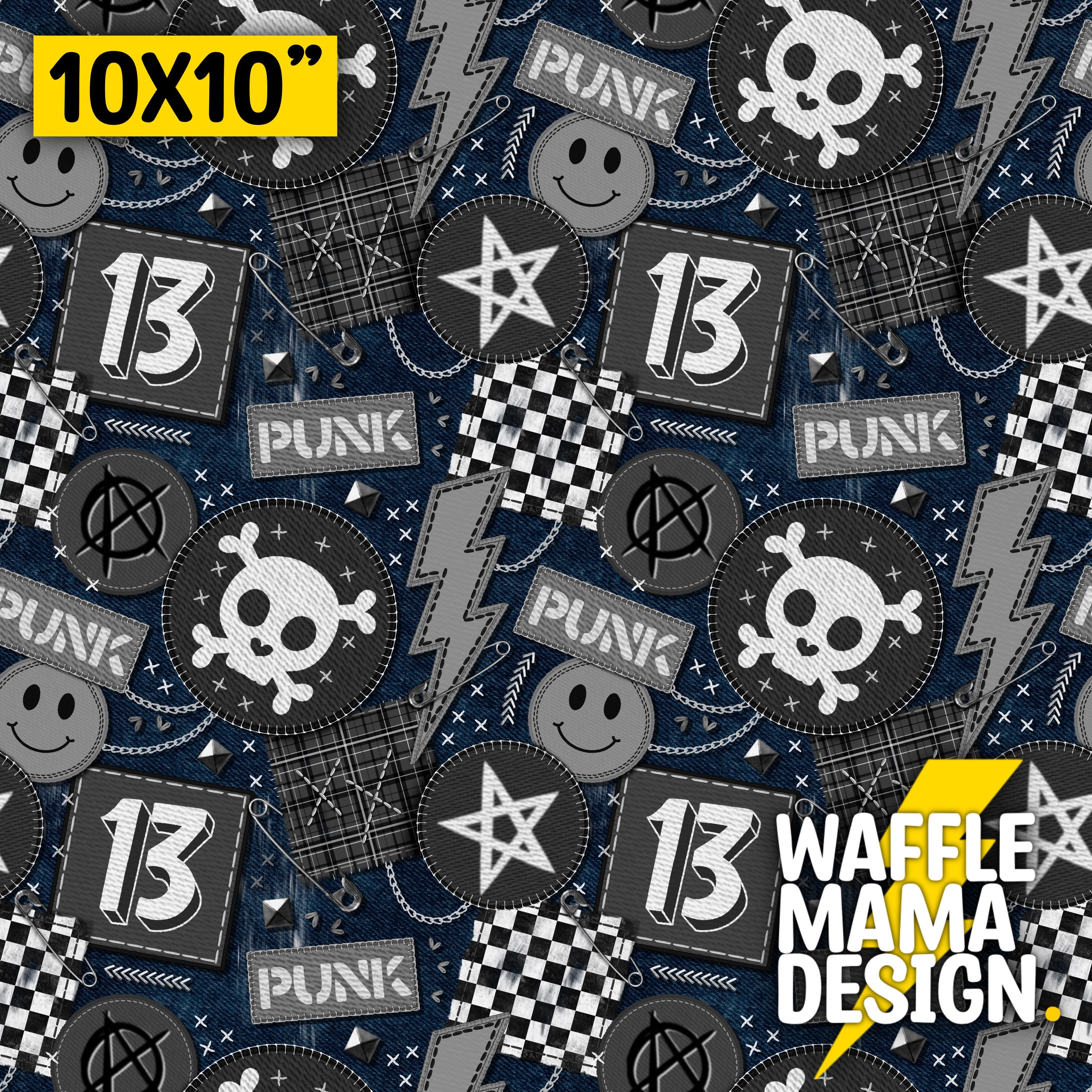 Punk Style Pattern Set of 5 Punk Patches Seamless Patterns - 5 Designs, Digital File ...
