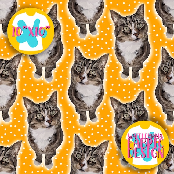 EXCLUSIVE tabby cat design on orange, seamless pattern 1 colour, digital file - repeat pattern, cats, 10in x 10 inch sRGB PNG