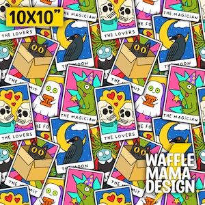 Nicht exklusiv - süßes Spook Tarot - nahtloses Muster, digitale Datei für Rapportmuster, 10 Zoll x 10 Zoll RGB PNG-Datei, Tarotkarten, Geisterliebhaber