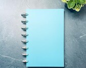 Cerulean Blue Half Letter Discbound Notebook with Silver Aluminum Discs