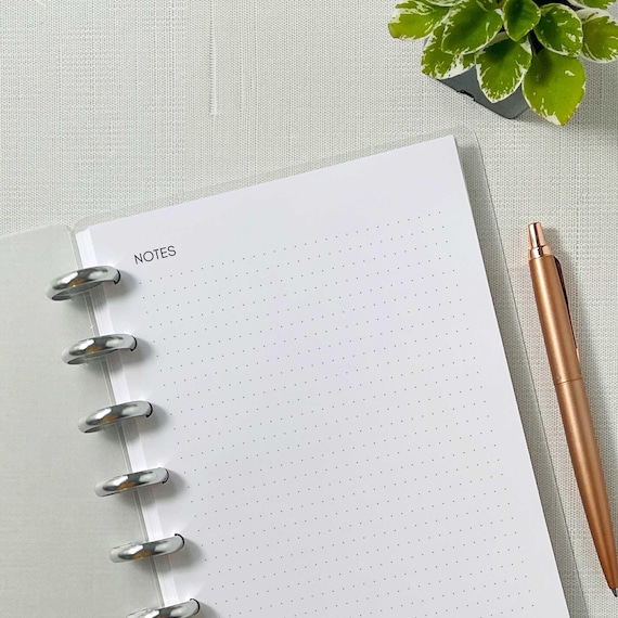 Discbound Planner Inserts | Dot Grid, US Half-Letter, 60 Sheets (120 Pages)
