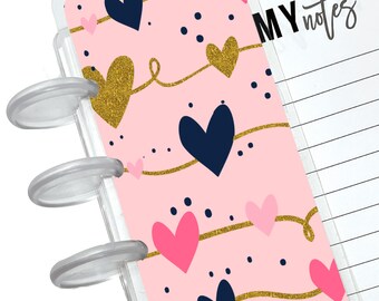 Hearts bookmark for discbound planners and notebooks, laminated page finder, interchangeable planner accessories  | Notebookily™ B104