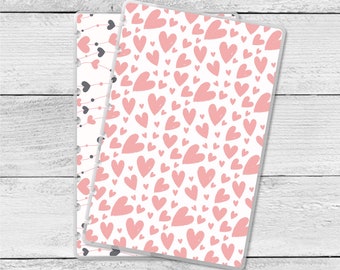 Pink and Gray Hearts Junior Discbound Notebook or Planner Covers in 8-Disc Punched by Notebookily®