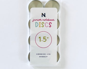 Silver Binding Discs for Discbound Notebooks Silver Aluminum, Set of 8 Aluminum Discs 38 mm 1.5 inches, Notebookily S15