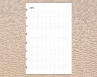 Dot Grid Notepaper Inserts for Discbound Planners and Notebooks Junior 8-Disc US Half-Letter | Notebookily® P1