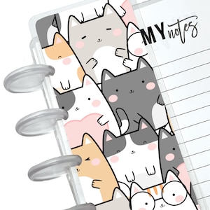 Kawaii cats bookmark for discbound planners and notebooks, laminated page finder, interchangeable planner accessories  | Notebookily™ 143