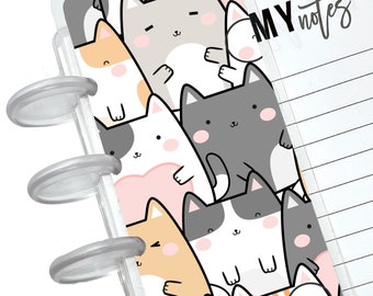 Kawaii cats bookmark for discbound planners and notebooks, laminated page finder, interchangeable planner accessories  | Notebookily™ 143