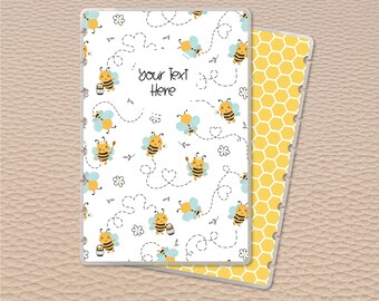 Cute bees junior discbound notebook covers for 8-disc planners, notebooks, and journals in 10 mil laminate with or without personalization.