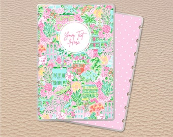 Notebookily® reversible 8-disc junior planner or notebook covers in Charleston theme with or without personalization fits 5.5" x 8.5" paper.