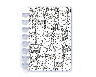 Discbound Notebook Kit, Junior 8-Disc Half-Letter Journal, Cute Llamas Laminated Covers | Notebookily® N10