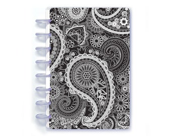 Paisley discbound junior 8-disc notebook kit gift set reversible with lined notepaper and frosted plastic discs | Notebookily® N354