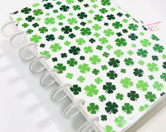 Shamrock Discbound Junior Notebook Kit with lined paper, St. Patrick's Day Gift for Her, Cute Reversible Notebook Gift | Notebookily® N447