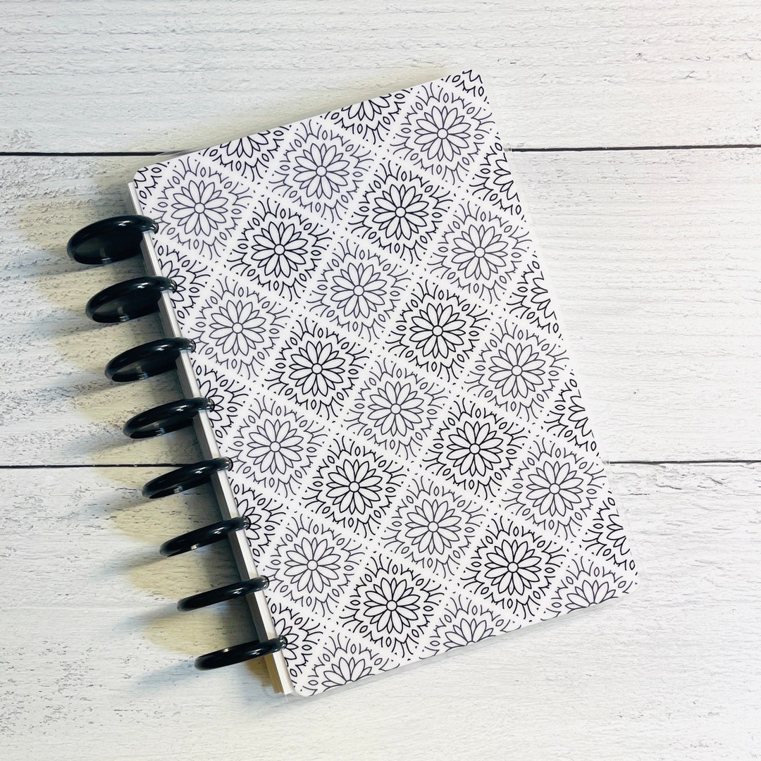 Minimalist Mandala Junior Discbound Notebook or Planner Covers in 8disc Punched by Notebookily