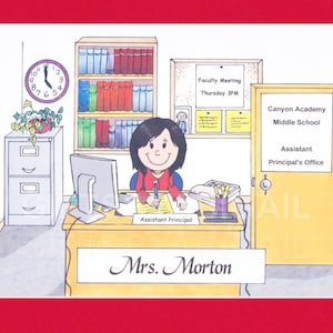 ASSISTANT PRINCIPAL Personalized Cartoon Pic Person Picture People Gift - Custom Matted Print 8x10 or 9x12, Keychain or Magnet