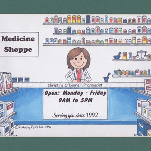 PHARMACIST Personalized Cartoon Picture Person Pic Gift - Custom Matted Print 8x10 or 9x12, Keychain or Magnet