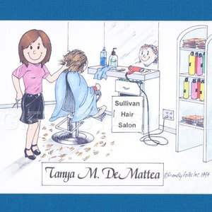 ESTETICISTA Imagem de desenho animado personalizada de pessoa presente - Impressão fosca personalizada 8x10 ou 9x12, chaveiro ou ímã