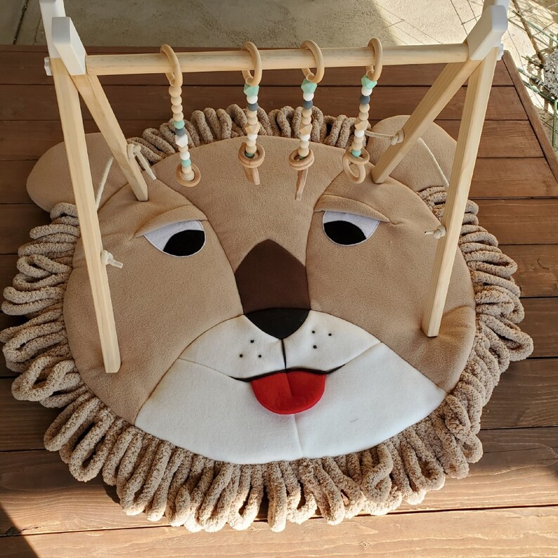 Baby shower gift idea Lion Face Soft Baby Accent Rug in an original unique and handmade design