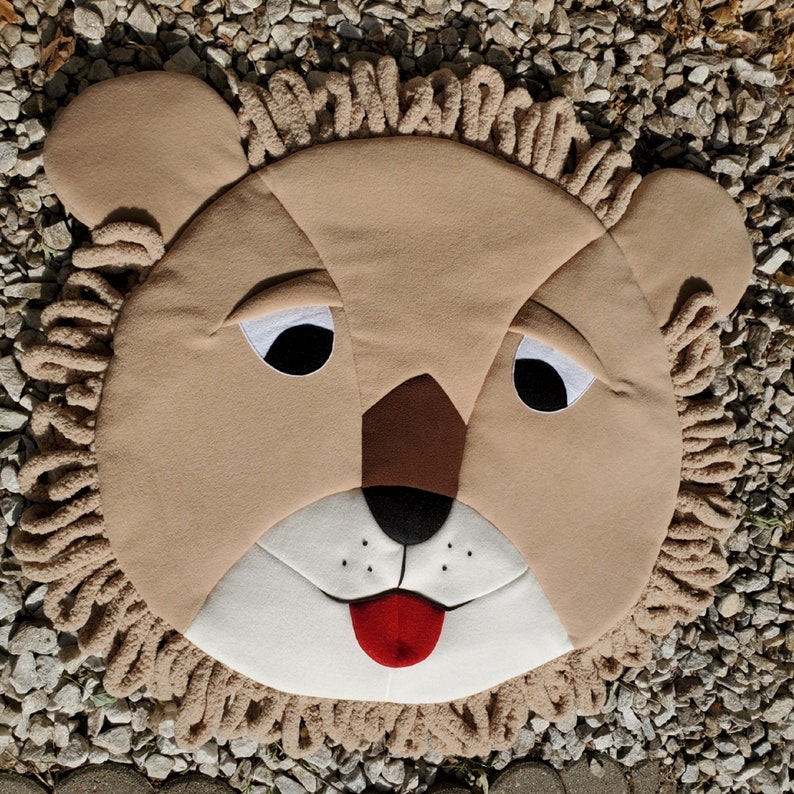 Baby shower gift idea Lion Face Soft Baby Accent Rug in an original unique and handmade design