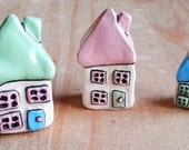 Tiny little pastel coloured clay houses, clay, ornaments