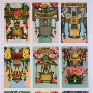 Fabuloso cartão postal raro sem cortes de 1911 Art Nouveau / Artes e Ofícios do Zodíaco