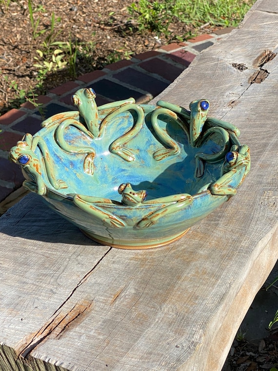 Five Frog Bowl Large Stoneware - Etsy
