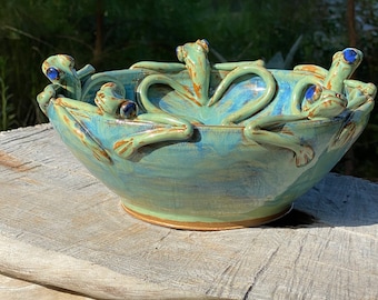 Five Frog Bowl Large Stoneware - Etsy