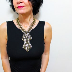 Gold Beaded Tribal Bib Necklace Ethnic Collar Necklace Tribal Necklace Statement Necklace Boho Necklace Beaded Collar Necklace Delicate gift