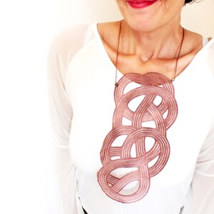 Lace Necklace, Geometric Design Necklace, Brown Bib Necklace, Hand Dyed Boho Chic Necklace, Tribal Jewelry, Textile jewelry, Unique Gifts