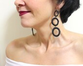 Unique Gifts Handmade Bohemian Earrings Boho-Chic Fashion Black Earrings Gift For Her Bohemian Jewelry Long Lace Circle Earrings Gift Mom