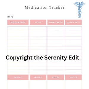 Printable Medication Tracker | Medication Log | Daily Pill Tracker | Medicine Schedule | Instant Download PDF | Medical Planner Insert