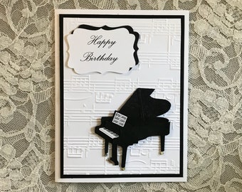 Piano birthday card | Etsy