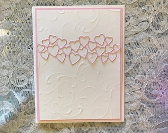 Handmade Greeting Cards Love Card Pink and White Embossed - Etsy