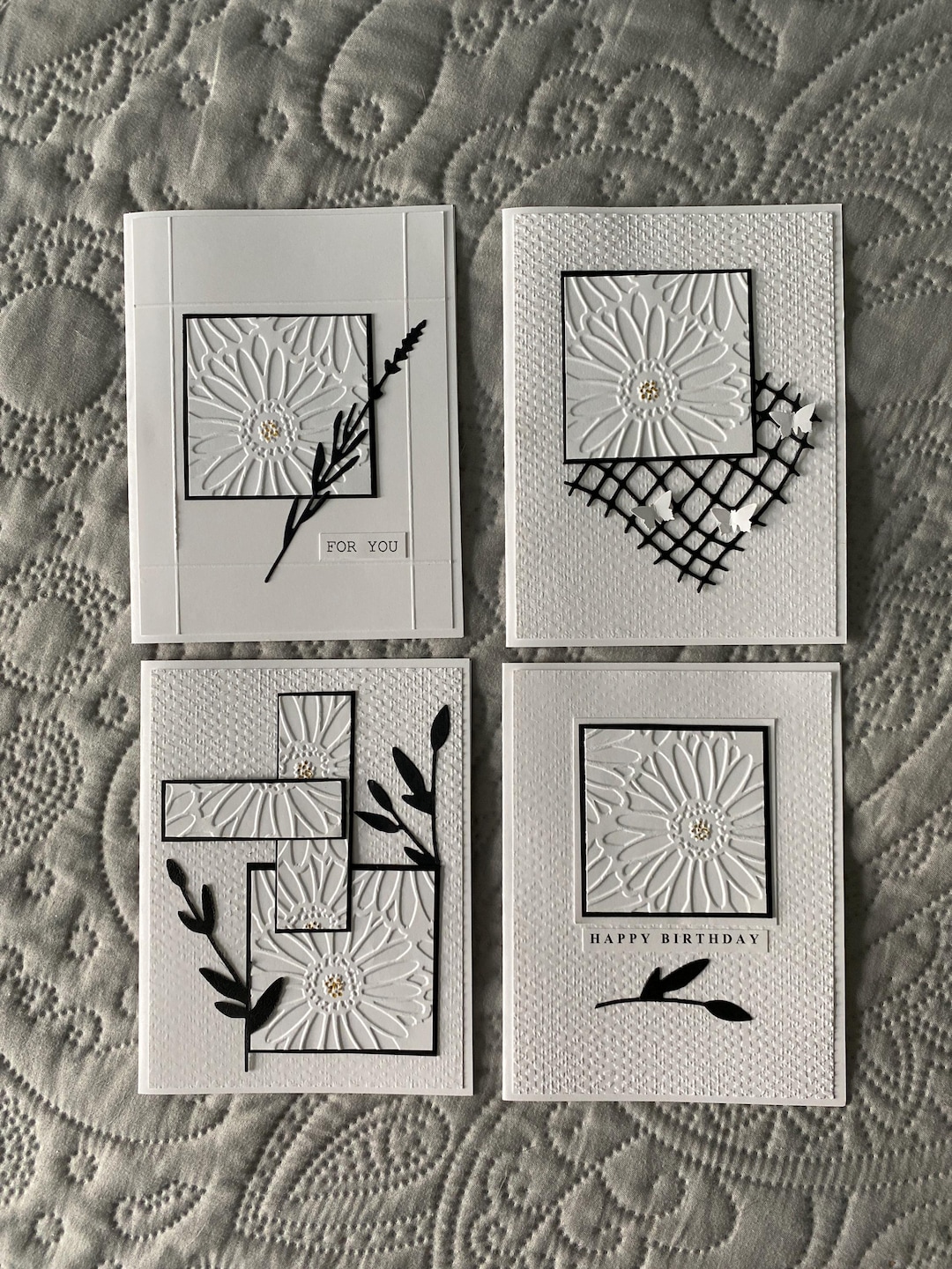 Handmade Greeting Cards: OOAK, Set of 4 Black and White Blank Cards ...