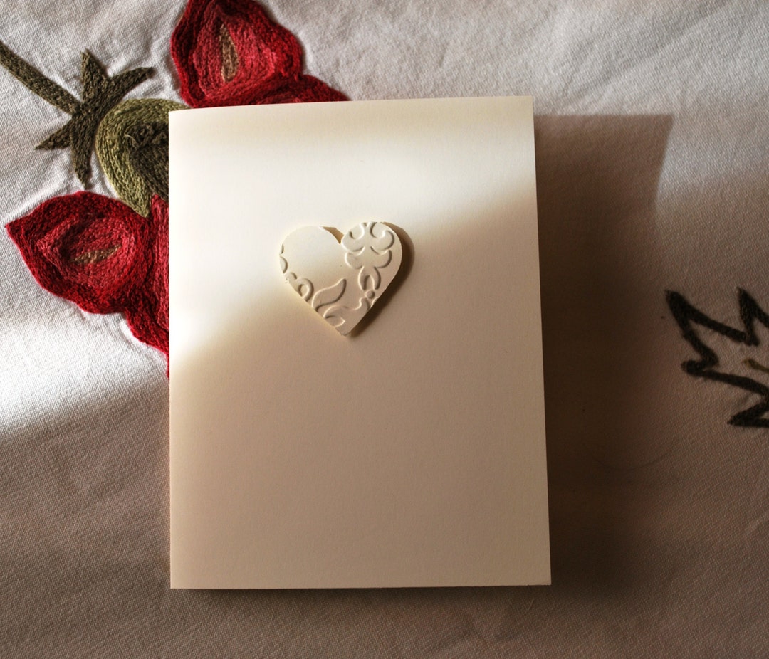 Handmade Embossed Heart Card: Vanilla Anniversary Card - Etsy